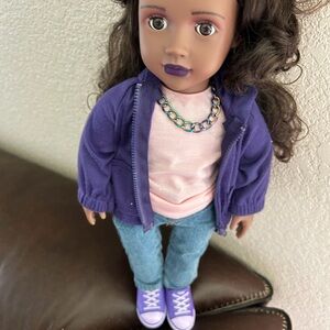 Charming Doll with Purple Jacket and Pink Top
